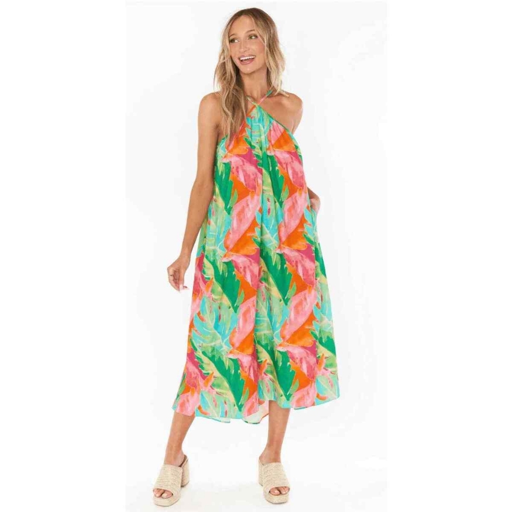 Show Me Your Mumu Lexington Midi Dress in Tropical Palm Size Small